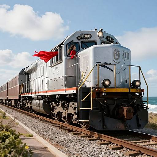 Retro Locomotive Racing Over Water
