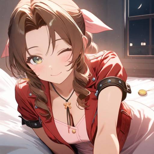Charming Aerith Under Moonlight
