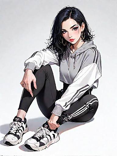 Sporty Casual Look in White Studio