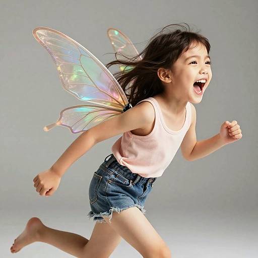 Ultra-Realistic Screaming Girl with Butterfly Wings