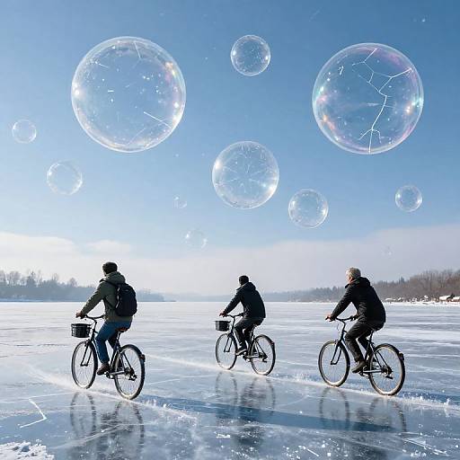 Timekeepers Biking Through Frozen Futures