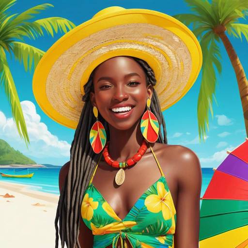 Vibrant Young Woman on Tropical Beach