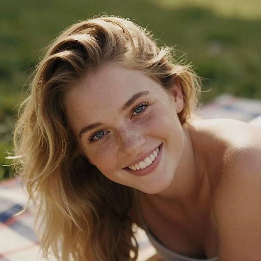 Bright Outdoor Portrait of a Smiling Woman