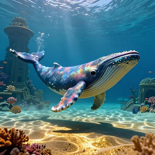 Surreal Underwater Whale and Sunken City