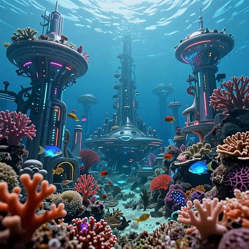 Surreal Underwater Futuristic Coral World