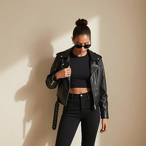 Stylish Woman Posing Against Beige Wall