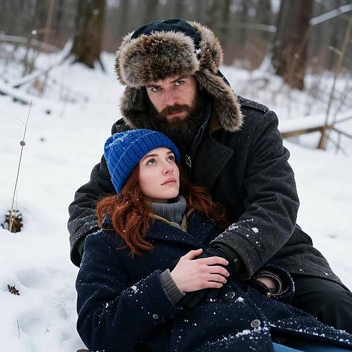 Winter Embrace in a Snowy Forest