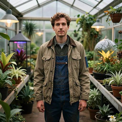 Botanist Standing in Rooftop Greenhouse