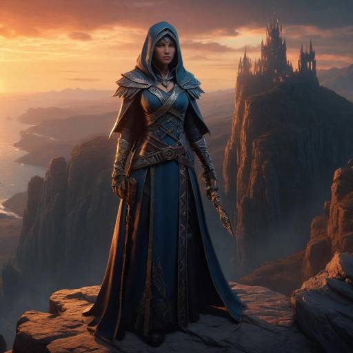 Epic Sorceress on Sunset Cliff