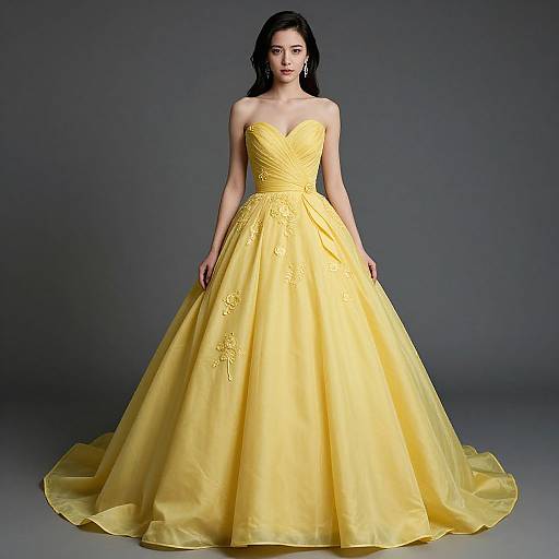Realistic Yellow Ball Gown Portrait