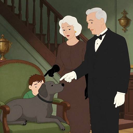 Jackie Coogan and Woman with Dog