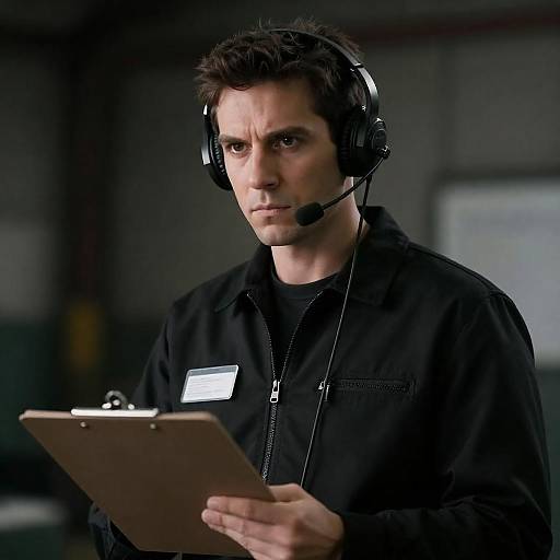 Serious Security Officer with Headset