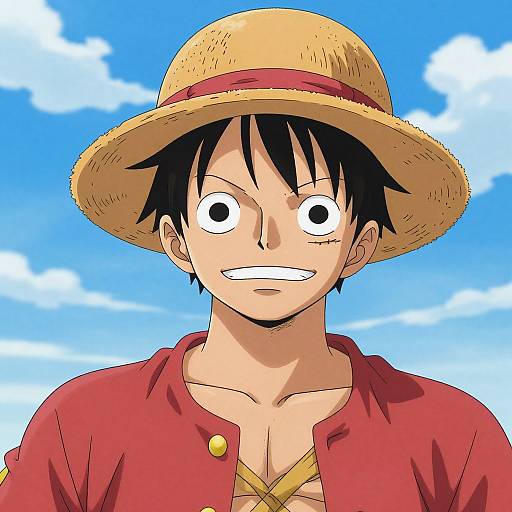 Digital anime-style portrait of Monkey D. Luffy from 