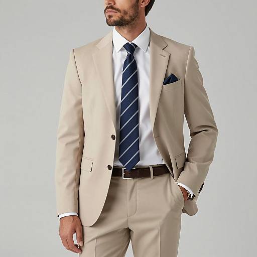 Man in Beige Business Casual Suit