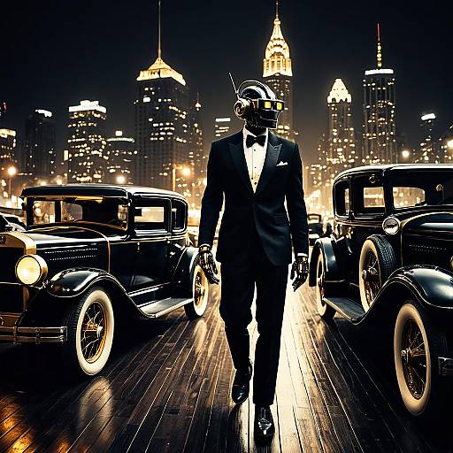 Cyberpunk Jazz Musician in Vintage City