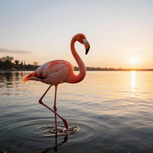 Serene Flamingo at Vibrant Lagoon