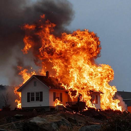 House Engulfed in Massive Fireball