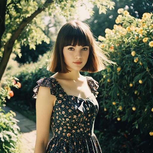 Vintage Floral Fashion in Sunlit Garden