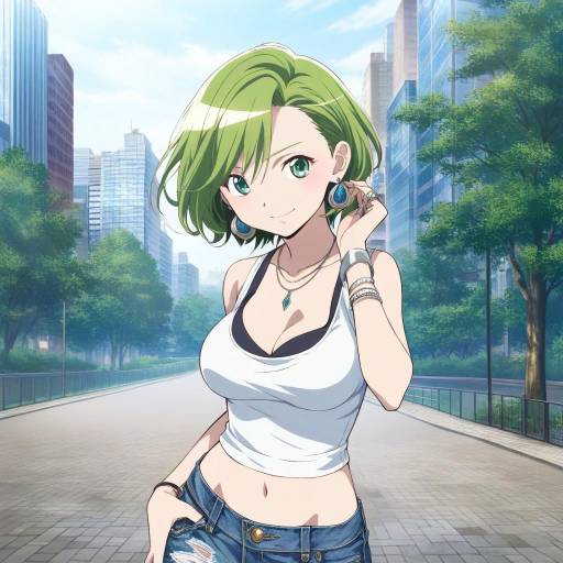 Stylish Urban Girl with Midriff and Jewelry