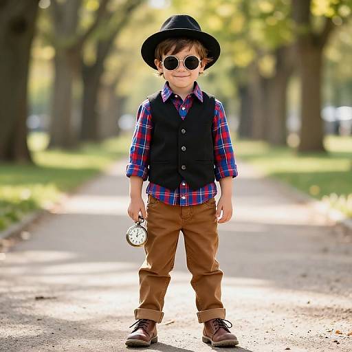 Confident Boy in Sunny Park Outfit