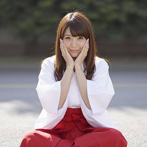 Smiling Asian Woman in Traditional Attire