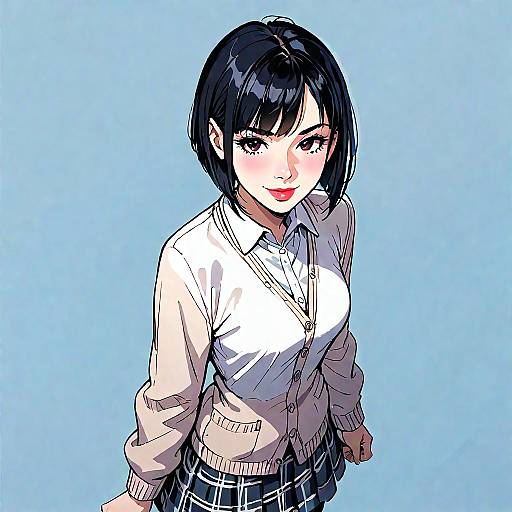 Anime Girl Smiling Top Angle Pose