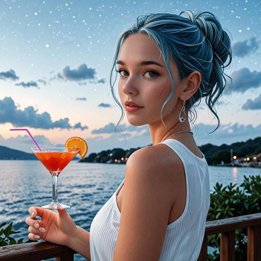Elegant Girl Under a Starry Sky