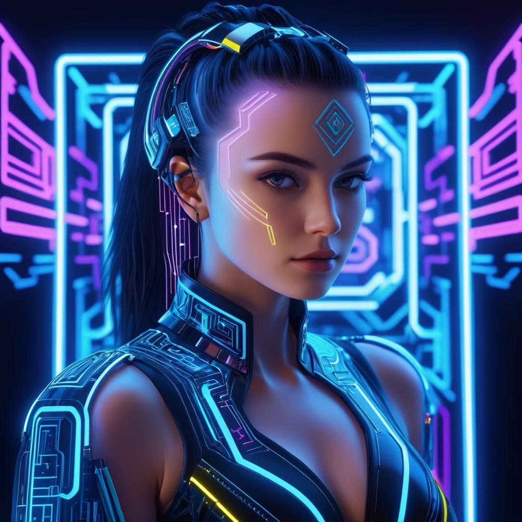 Futuristic Cyberpunk Woman Portrait