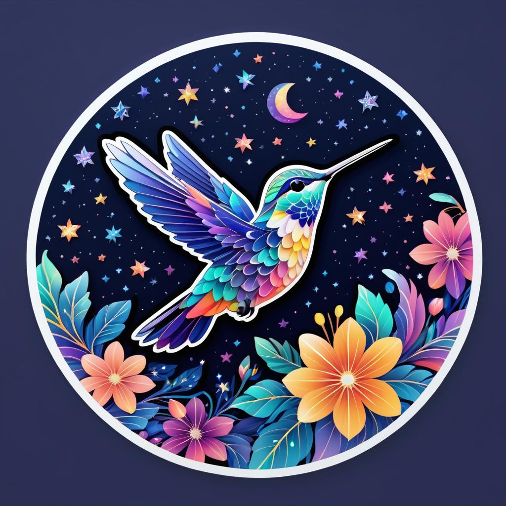 Vibrant Hummingbird Sticker Illustration