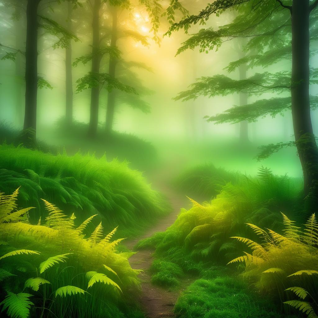 Enchanted Forest in Golden Fog