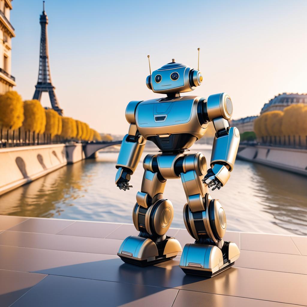 Proud Robot at Eiffel Tower in Paris