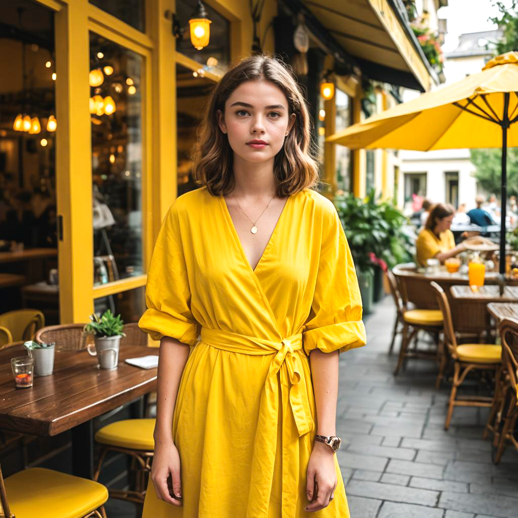 Stylish Teen in Cozy Cafe Setting