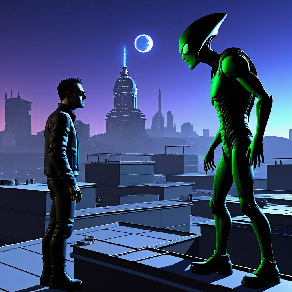 Alien vs G-Man: Rooftop Showdown