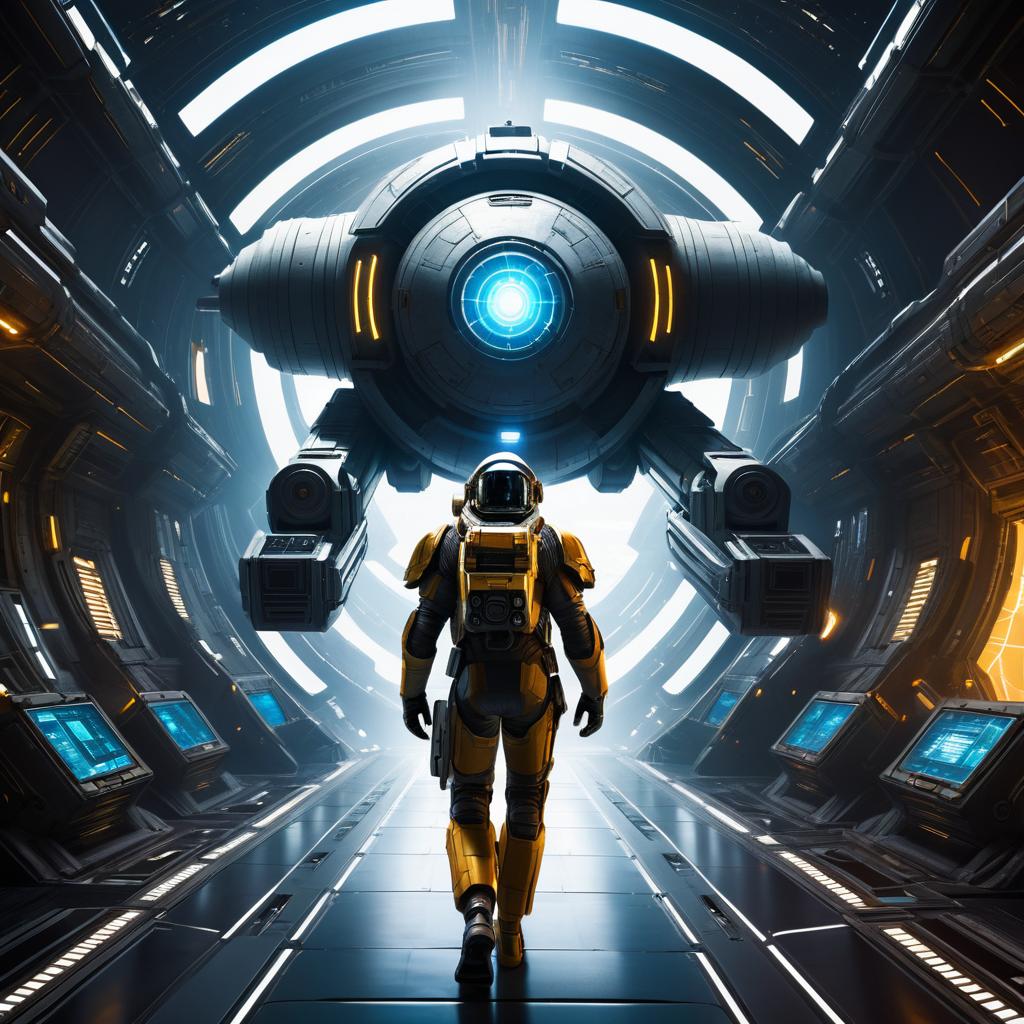 Futuristic Cybernetic Soldier in Space