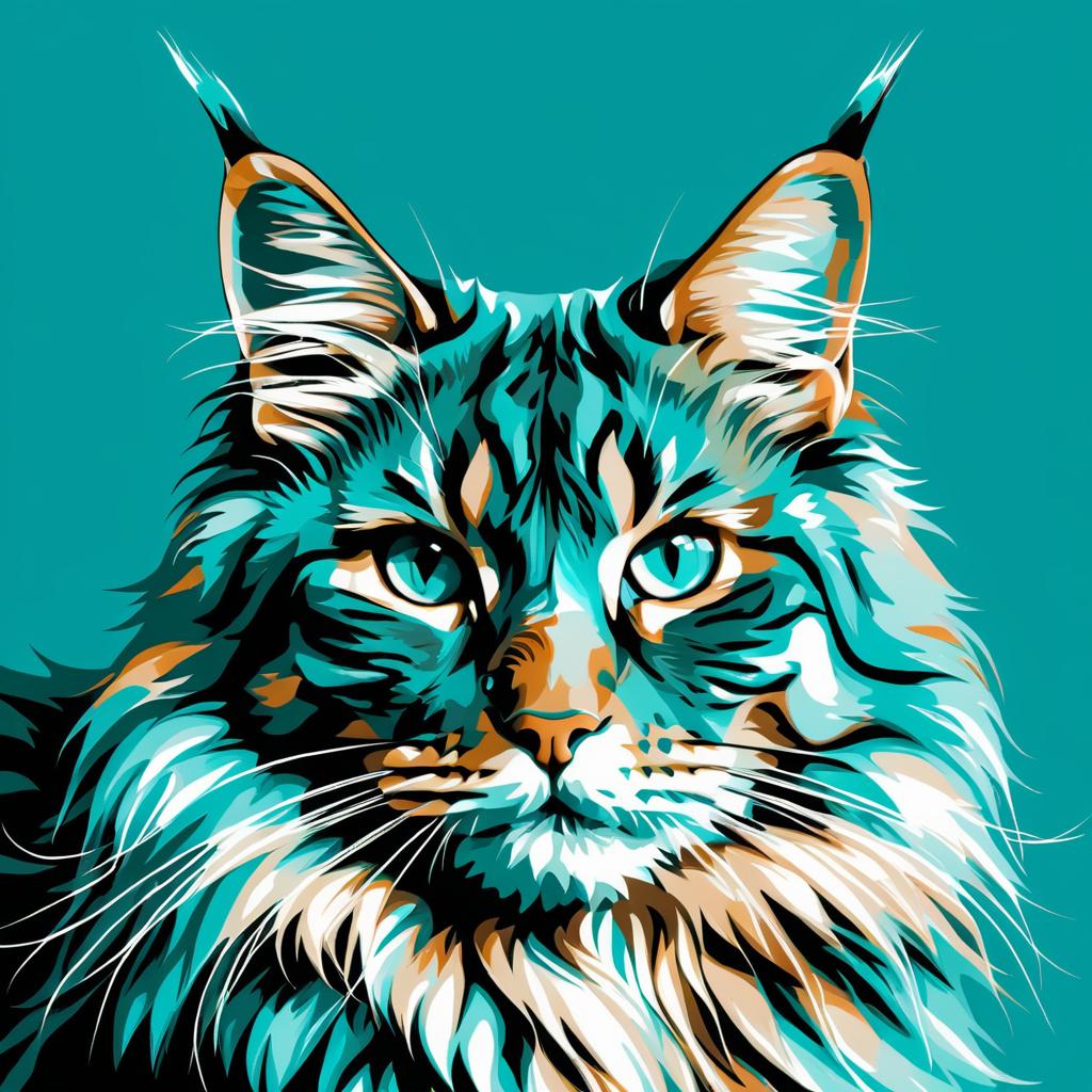 Lifelike Maine Coon Cat Portrait