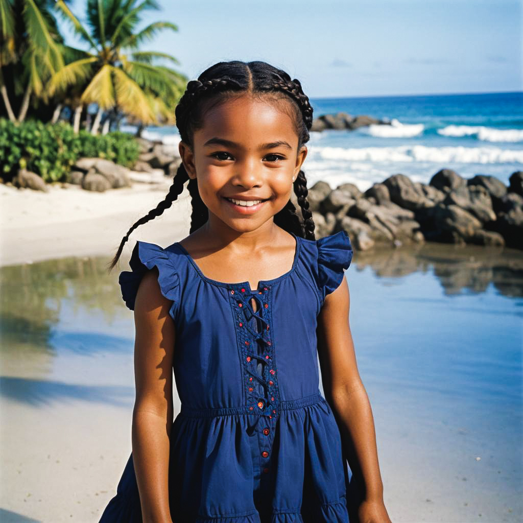 Smiling Girl in Vacation Outfit