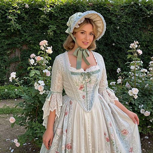 Elegant Woman in Sunlit Garden Party
