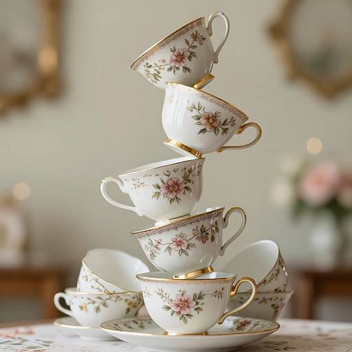 Whimsical Vintage Teacup Tower