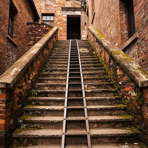 Ancient Stone Staircase with Ladder