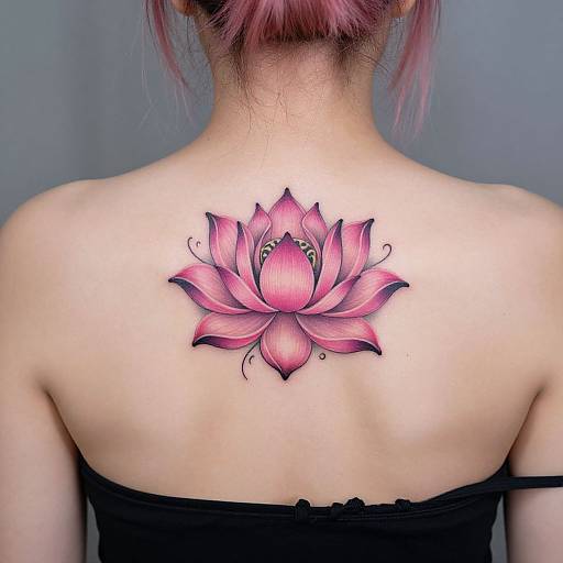Vibrant Pink Lotus Back Tattoo