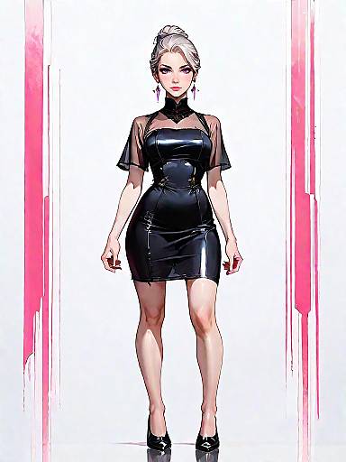 Modern Minimalist Woman in Black Dress