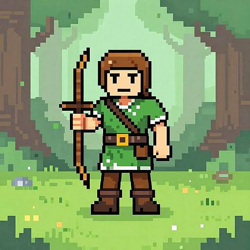 8-bit Elven Archer Pixel Portrait