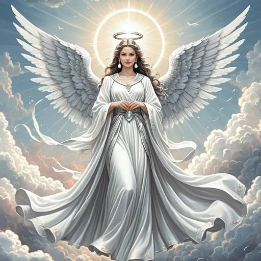 Elegant Silver-Winged Angel Illustration