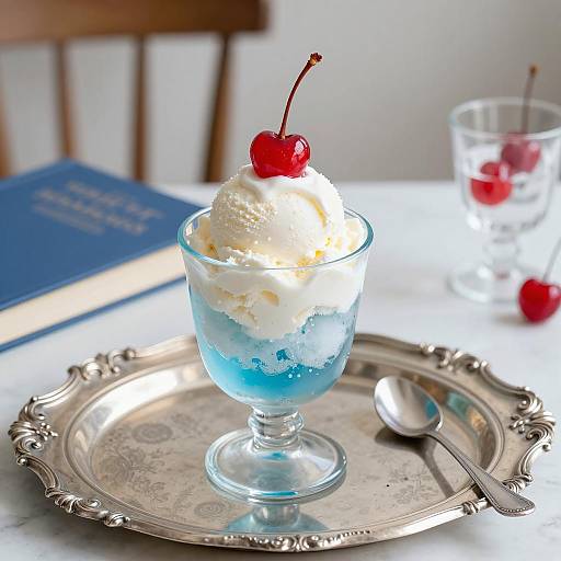 Elegant Dessert Presentation on Silver Tray