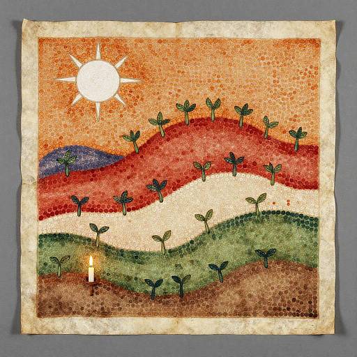 Hand-Painted Medieval Abstract Landscape