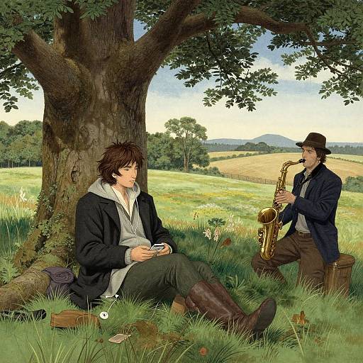 Photorealistic Tolkien Relaxing in Countryside