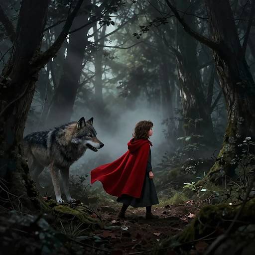 Caperucita Meets Wolf in Dark Forest