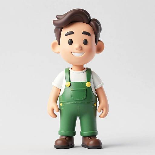 Caricature Figurine of Man in Green Overalls