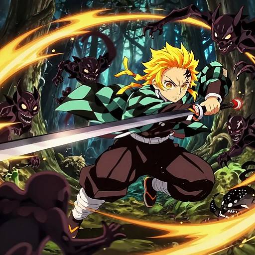 Demon Slayer Mid-Leap Action Scene