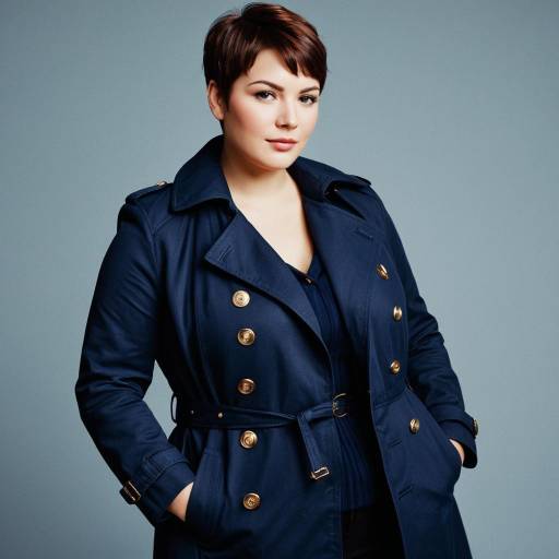 Chic Woman in Navy Trench Coat